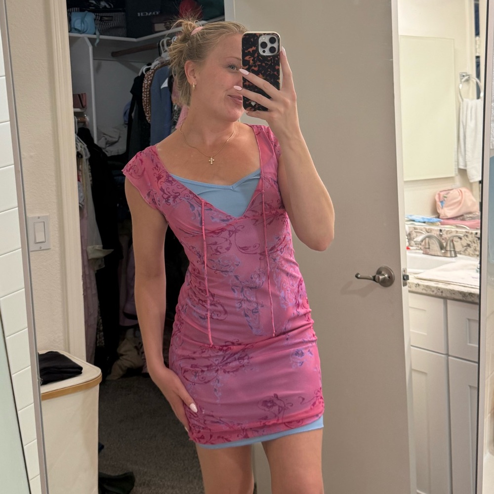 Rampage Pink and Blue Mini Dress